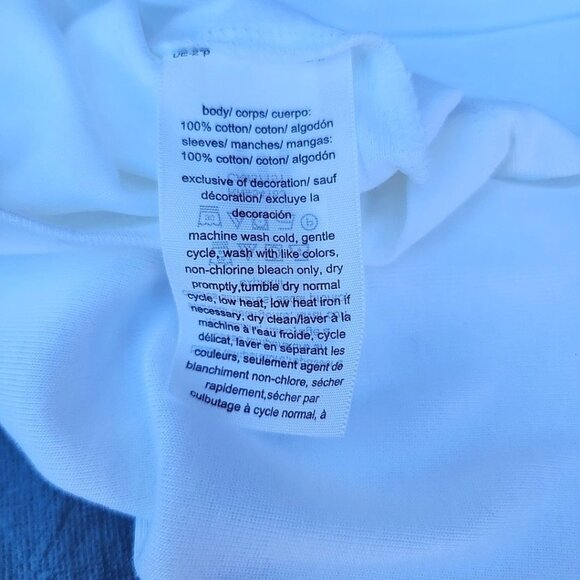 RTL $69 Tommy Hilfiger Long Blue Striped Puffy Sleeve White 100% Cotton SzL Top - Picture 8 of 9